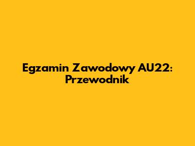 Egzamin Zawodowy AU22: Przewodnik