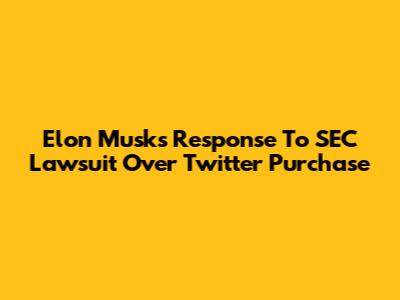 Elon Musk's Response To SEC Lawsuit Over Twitter Purchase