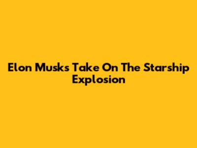 Elon Musk's Take On The Starship Explosion