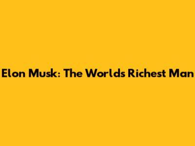 Elon Musk: The World's Richest Man