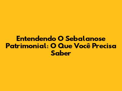 Entendendo O Sebalanose Patrimonial: O Que Você Precisa Saber
