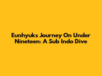 Eunhyuk's Journey On Under Nineteen: A Sub Indo Dive