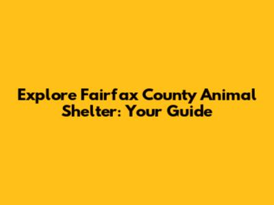 Explore Fairfax County Animal Shelter: Your Guide