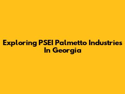 Exploring PSEI Palmetto Industries In Georgia
