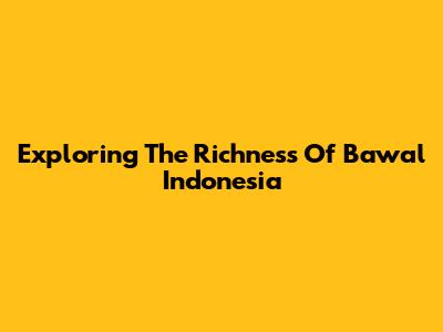 Exploring The Richness Of Bawal Indonesia