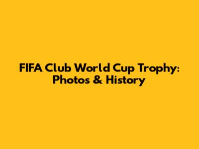 FIFA Club World Cup Trophy: Photos & History