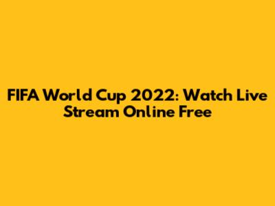 FIFA World Cup 2022: Watch Live Stream Online Free