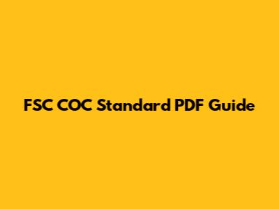 FSC COC Standard PDF Guide