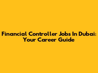 Financial Controller Jobs In Dubai: Your Career Guide