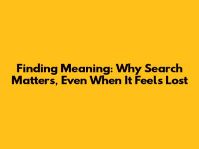 Finding Meaning: Why Search Matters, Even When It Feels Lost