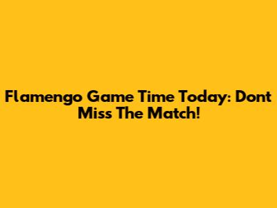 Flamengo Game Time Today: Don't Miss The Match!