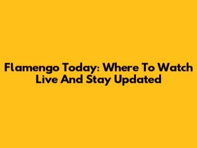 Flamengo Today: Where To Watch Live And Stay Updated