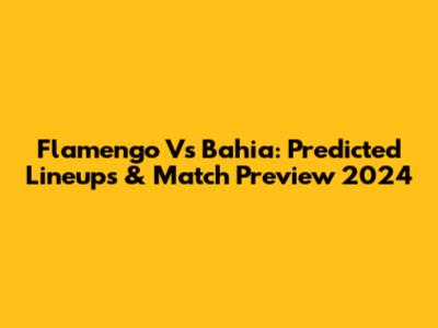 Flamengo Vs Bahia: Predicted Lineups & Match Preview 2024