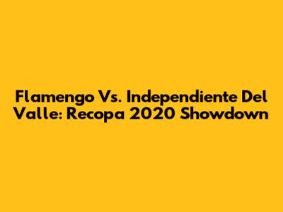 Flamengo Vs. Independiente Del Valle: Recopa 2020 Showdown