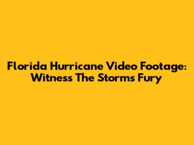 Florida Hurricane Video Footage: Witness The Storm's Fury