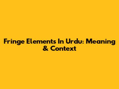 Fringe Elements In Urdu: Meaning & Context