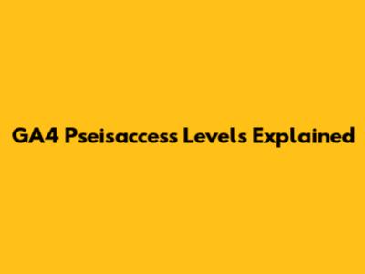 GA4 Pseisaccess Levels Explained