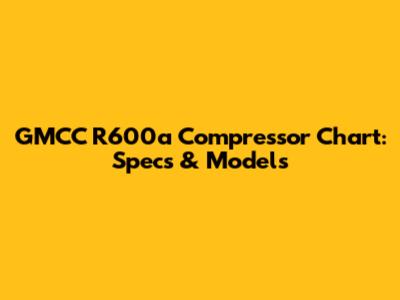 GMCC R600a Compressor Chart: Specs & Models