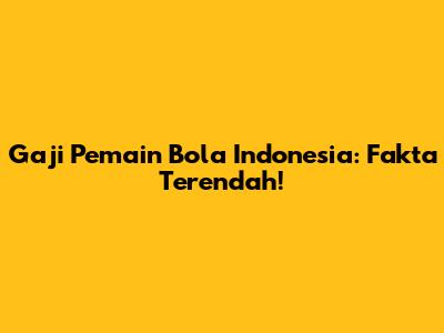 Gaji Pemain Bola Indonesia: Fakta Terendah!