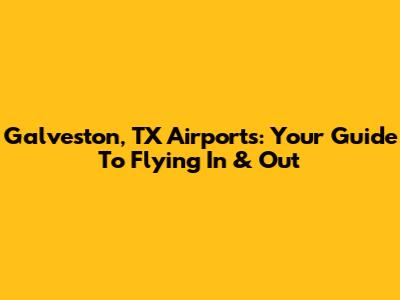 Galveston, TX Airports: Your Guide To Flying In & Out