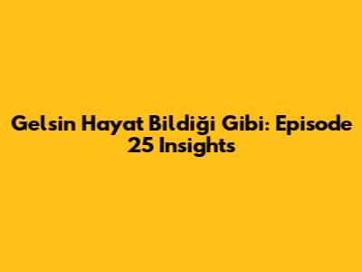 Gelsin Hayat Bildiği Gibi: Episode 25 Insights