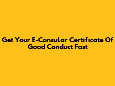 Get Your E-Consular Certificate Of Good Conduct Fast