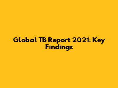 Global TB Report 2021: Key Findings