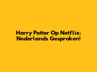Harry Potter Op Netflix: Nederlands Gesproken!