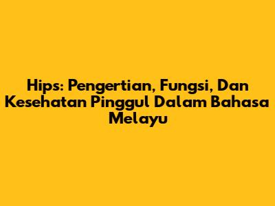 Hips: Pengertian, Fungsi, Dan Kesehatan Pinggul Dalam Bahasa Melayu
