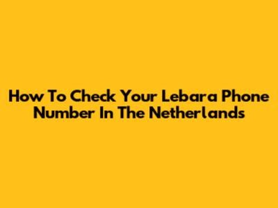 How To Check Your Lebara Phone Number In The Netherlands