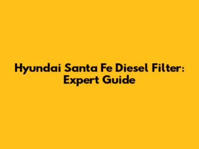 Hyundai Santa Fe Diesel Filter: Expert Guide