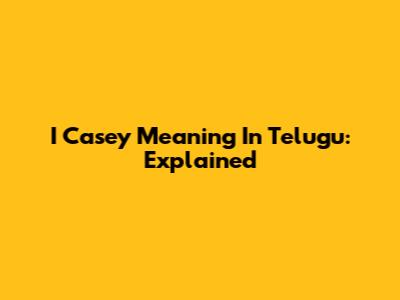 I Casey Meaning In Telugu: Explained