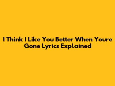 I Think I Like You Better When You're Gone Lyrics Explained
