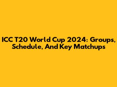 ICC T20 World Cup 2024: Groups, Schedule, And Key Matchups