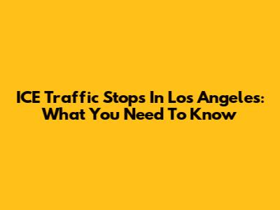 ICE Traffic Stops In Los Angeles: What You Need To Know