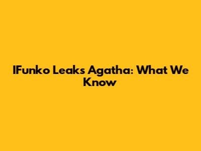 IFunko Leaks Agatha: What We Know