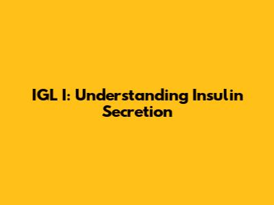 IGL I: Understanding Insulin Secretion
