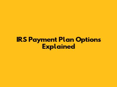 IRS Payment Plan Options Explained