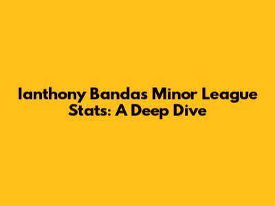 Ianthony Banda's Minor League Stats: A Deep Dive