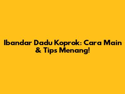 Ibandar Dadu Koprok: Cara Main & Tips Menang!