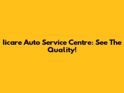 Iicare Auto Service Centre: See The Quality!