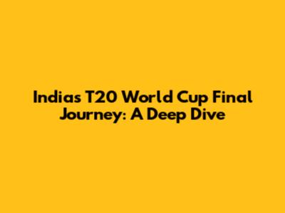 India's T20 World Cup Final Journey: A Deep Dive