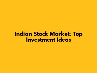 Indian Stock Market: Top Investment Ideas