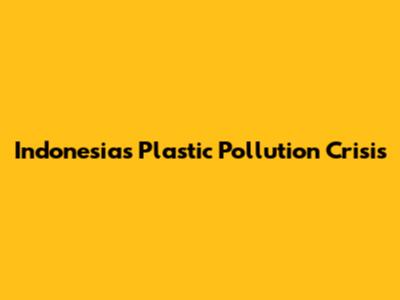 Indonesia's Plastic Pollution Crisis