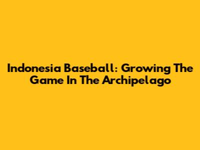 Indonesia Baseball: Growing The Game In The Archipelago