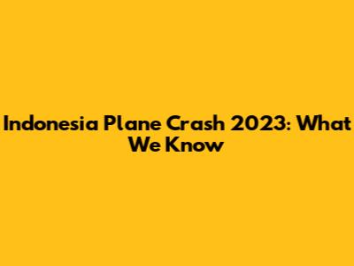 Indonesia Plane Crash 2023: What We Know