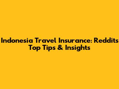 Indonesia Travel Insurance: Reddit's Top Tips & Insights