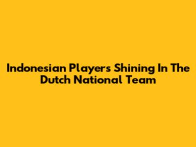 Indonesian Players Shining In The Dutch National Team