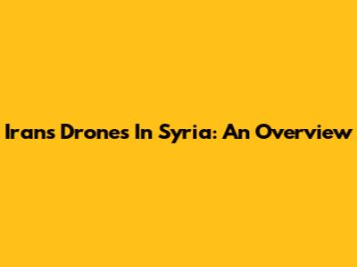 Iran's Drones In Syria: An Overview