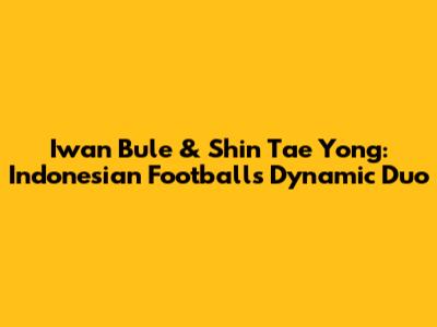 Iwan Bule & Shin Tae Yong: Indonesian Football's Dynamic Duo
